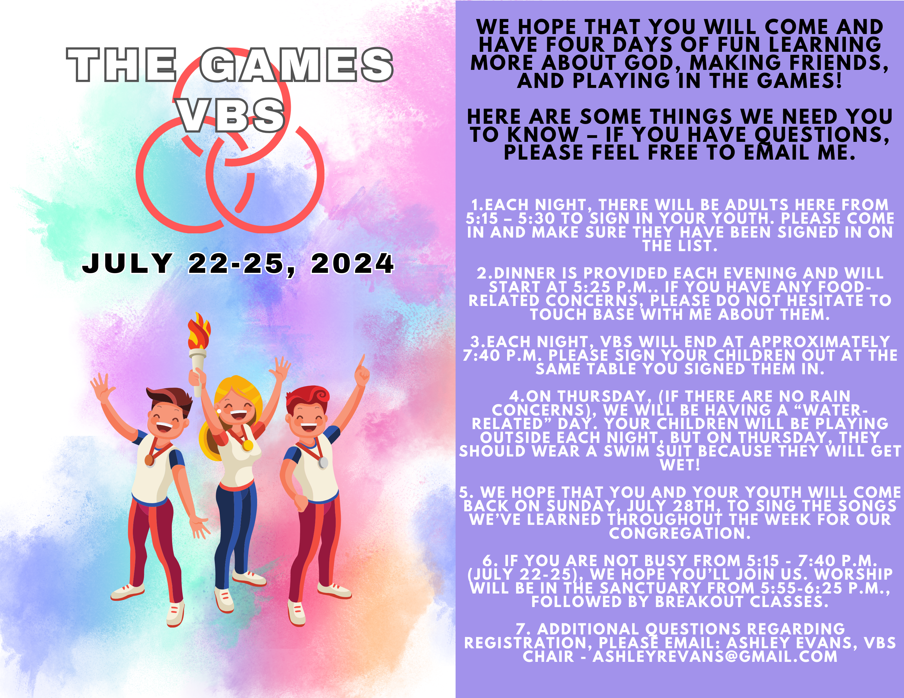 VBS - The Games - Bulletin - register ADD QR CODE (11 x 8.5 in)